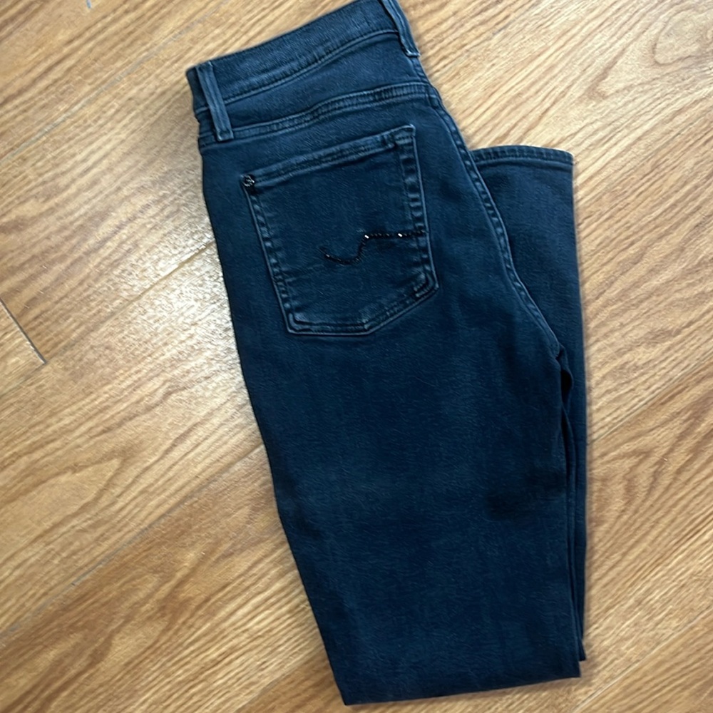 🦞5/$20🦞 7forallManKind The High Waist Ankle Skinny Black/Grey Wash Guc Sz 27
